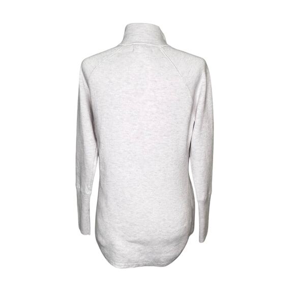 Tahari Ivory Gray Mock Turtleneck Tunic Sweater Pockets Zipper Detail Womens SM - Picture 7 of 9